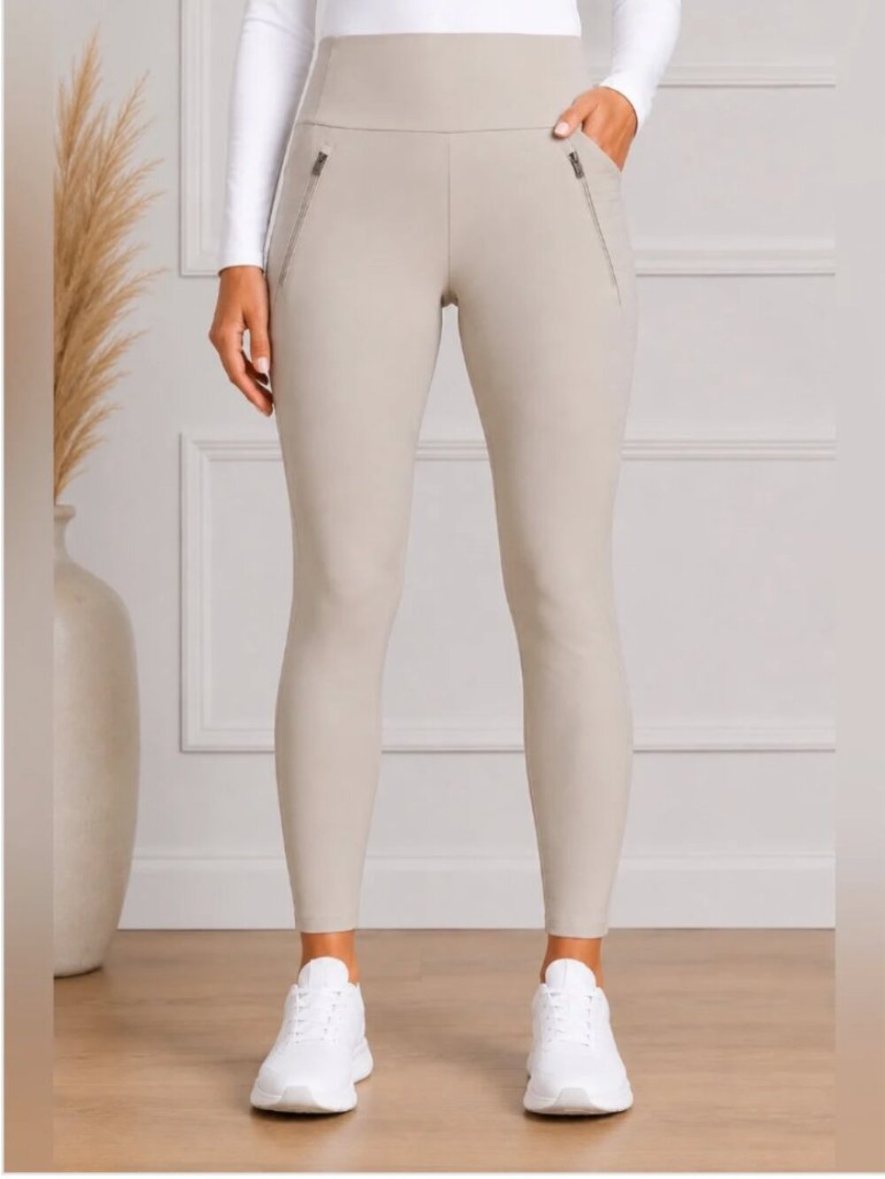 Athleta Peak Hybrid Fleece Tight in Taupe